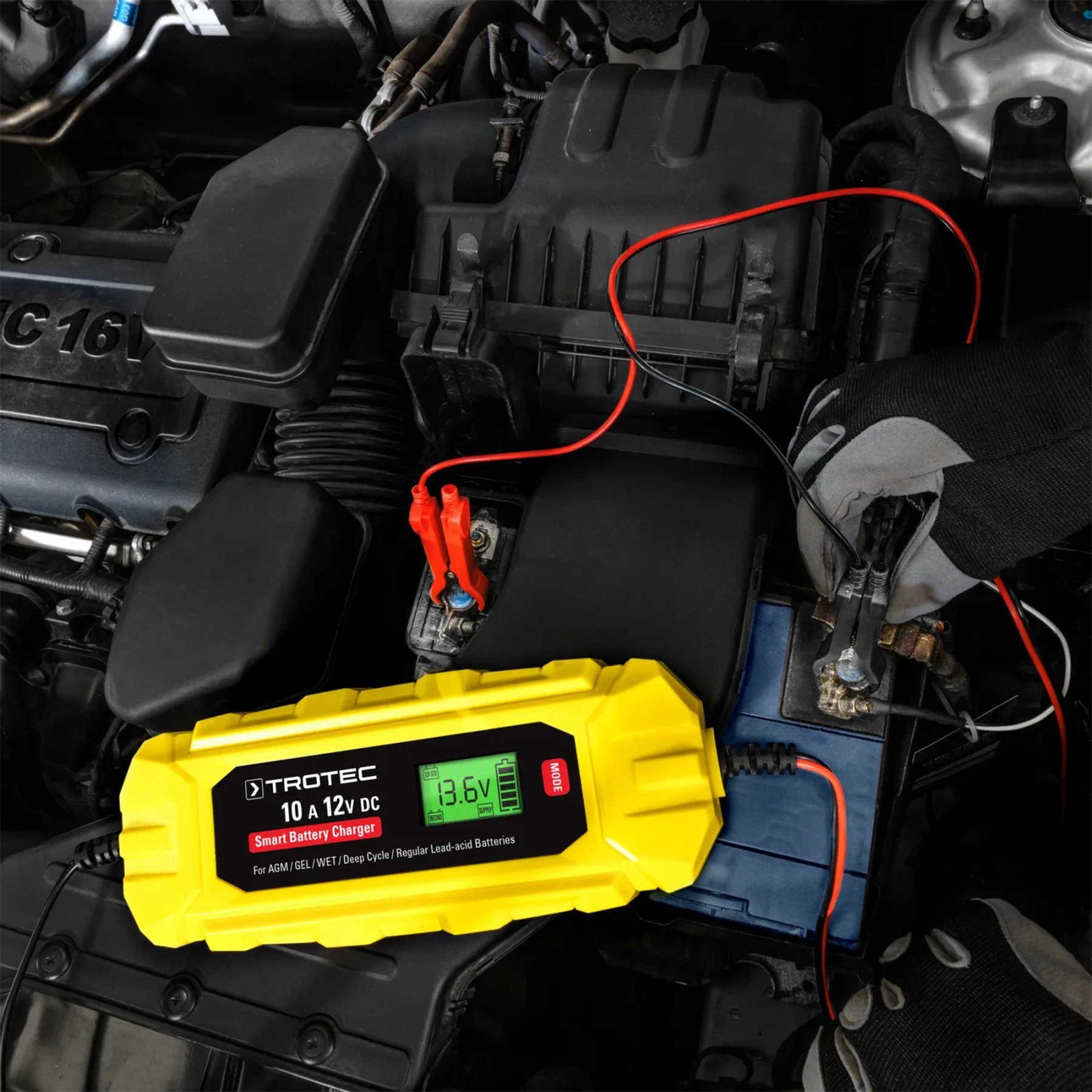 Зарядний пристрій для автомобільного акумулятора Trotec PBCS 10A, 12V, 4-200Ah (4675000015) 6