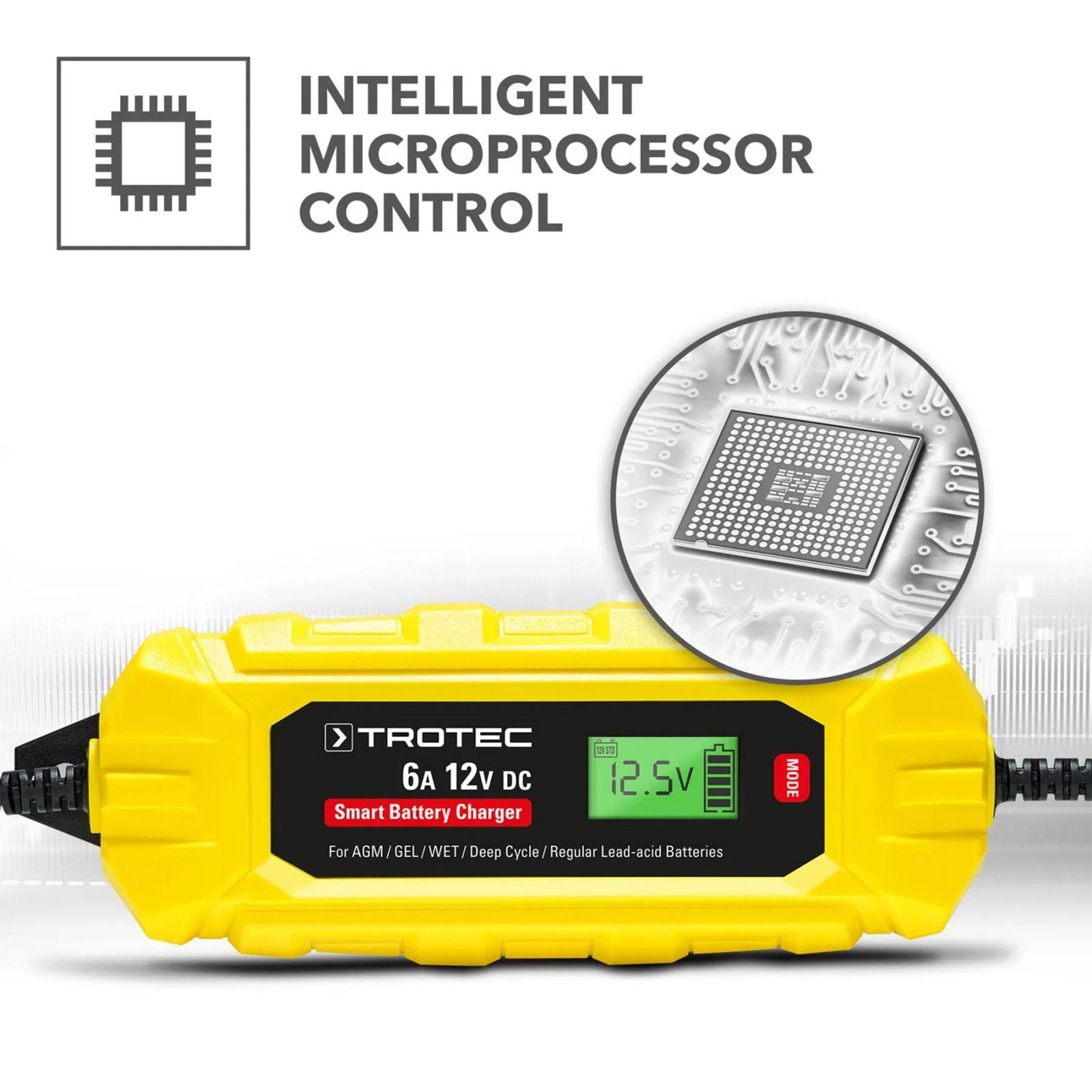 Зарядний пристрій для автомобільного акумулятора Trotec PBCS 6A, 12V, 4-150Ah (4675000010) 9