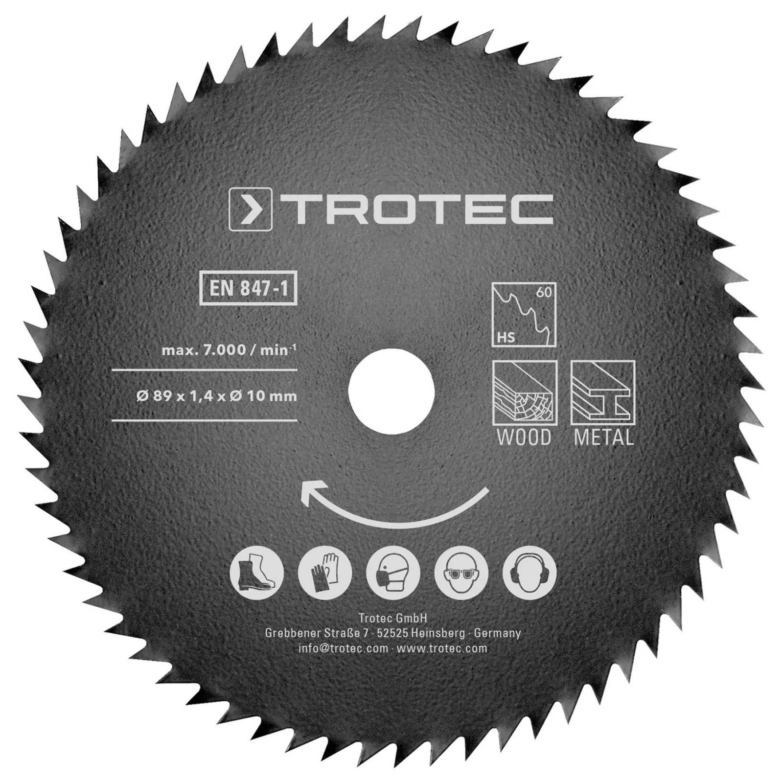 Набір пиляльних дисків Trotec 1 HSS 89х10х1,4 HS60/HS80 Metal (2 шт) (6215001301) 2