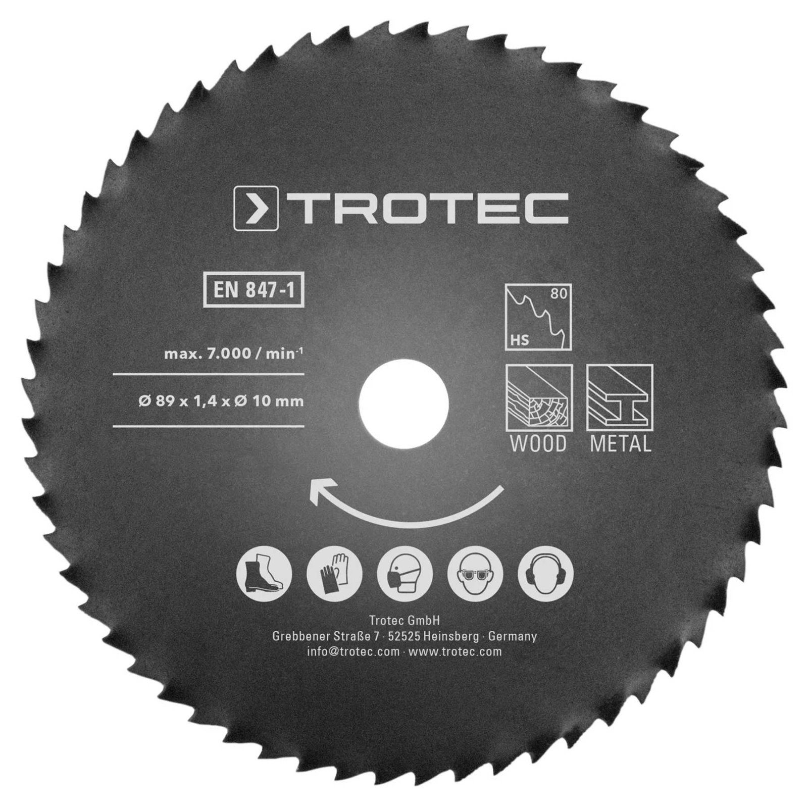 Набір пиляльних дисків Trotec 1 HSS 89х10х1,4 HS60/HS80 Metal (2 шт) (6215001301) 3