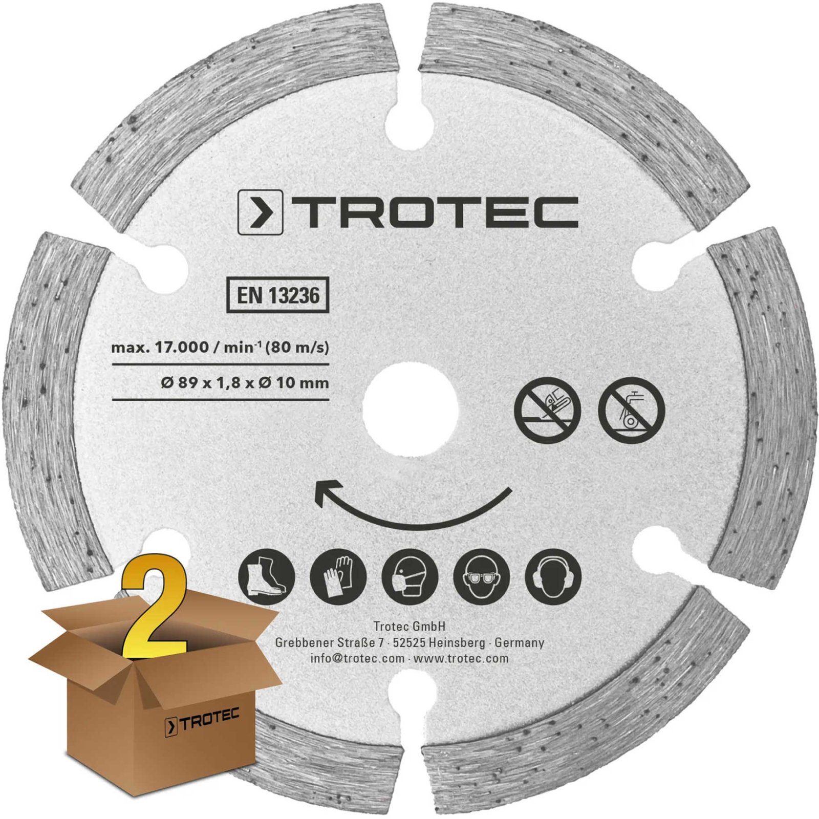 Диск відрізний алмазний Trotec 2 Diamond 89х10х1,8 (2 шт) (6215001302) 2