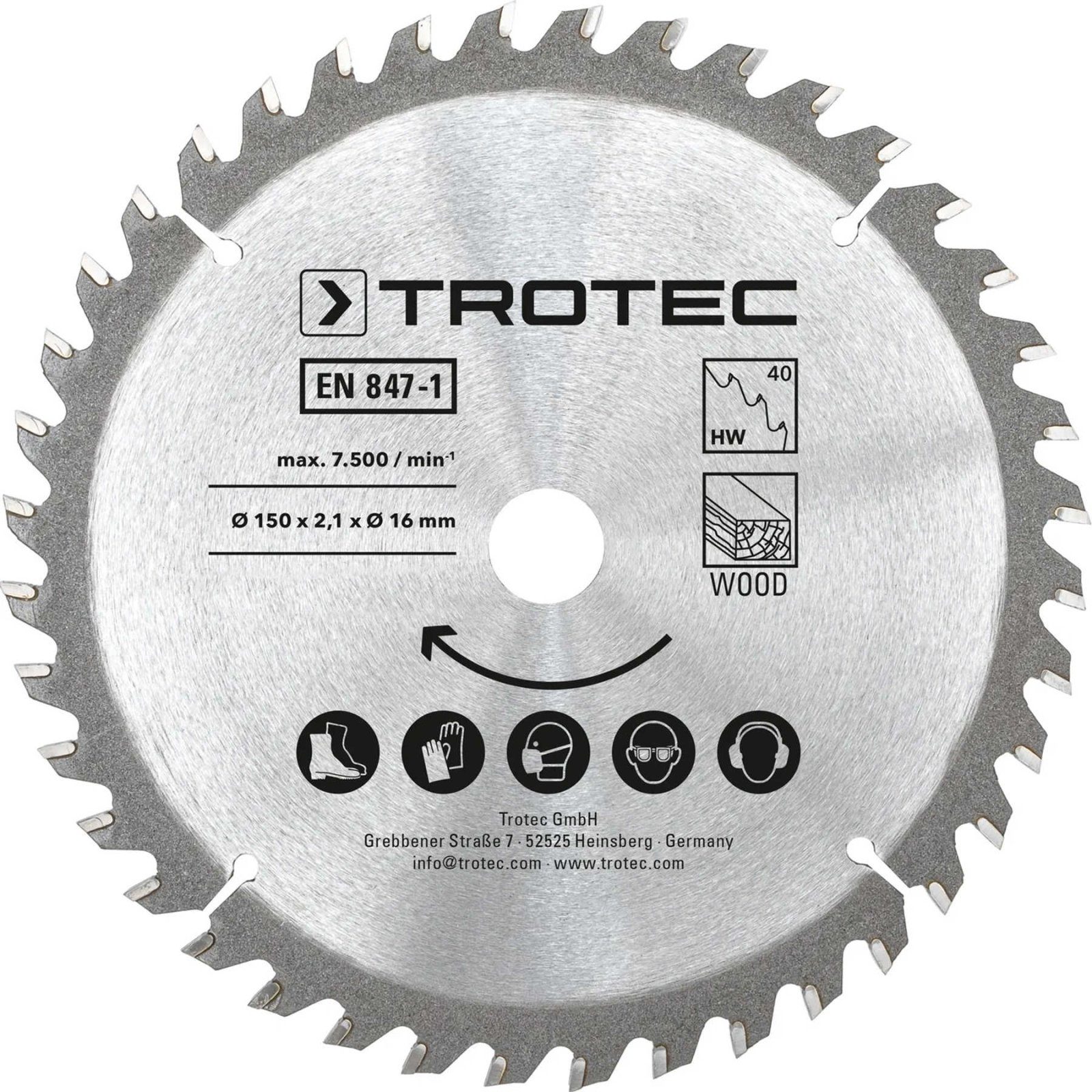Диск пиляльний Trotec 150х16х2,1 HW40 Wood (3 шт) (6215001321) 3