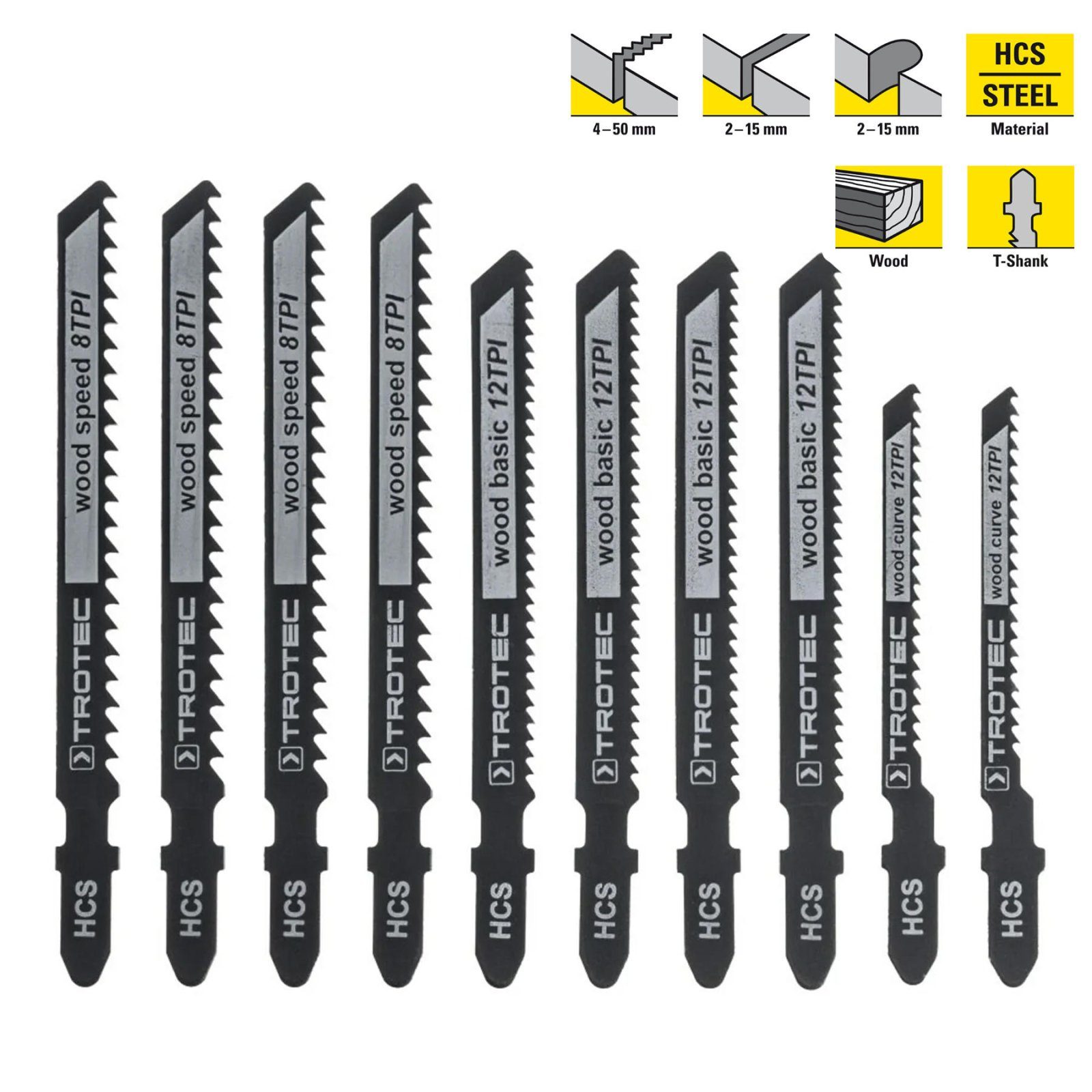 Набір пиляльних полотен для електролобзика Trotec 10 pieces Wood Set (6215001101) 2
