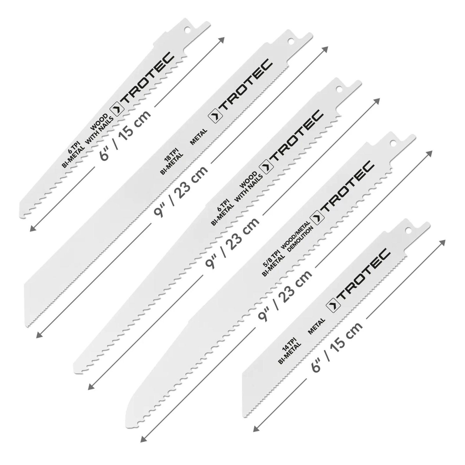 Набір пиляльних полотен для пили шабельної Trotec 12 pieces Wood/Metal Set (6215001210) 2