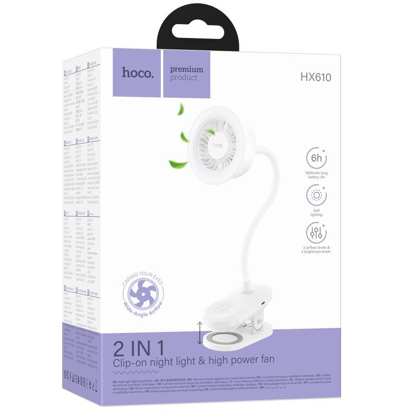 Портативний вентилятор Hoco HX610 handheld folding fan 1800 mAh White 2
