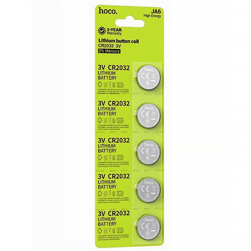 Батарейки Hoco JA6 (CR2032) Button 5 pcs Silver 3