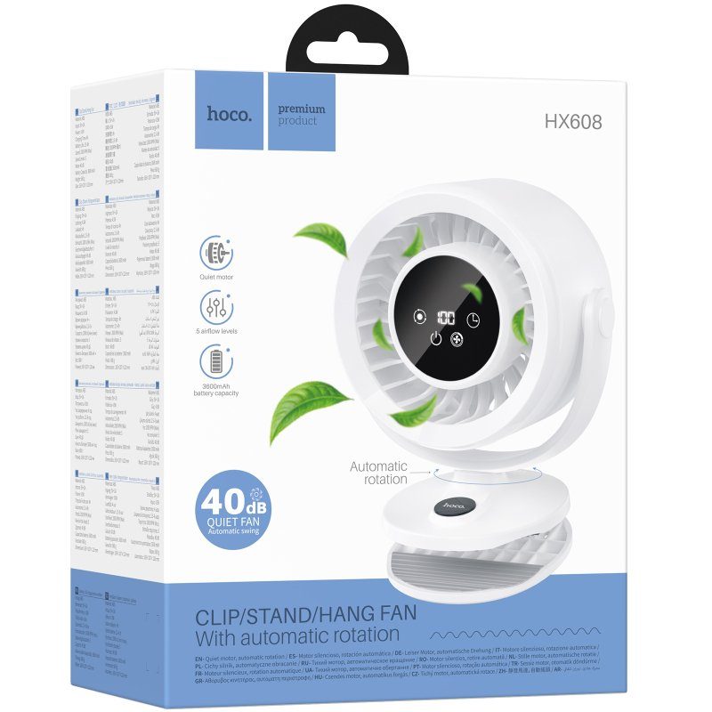 Портативний вентилятор Hoco HX608 handheld folding fan 3600 mAh White 2