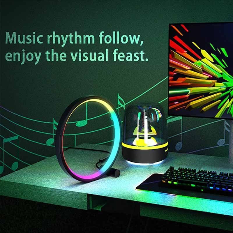Настільна LED лампа RGB Intelligent circular atmosphere light Bluetooth USB with app Black 3
