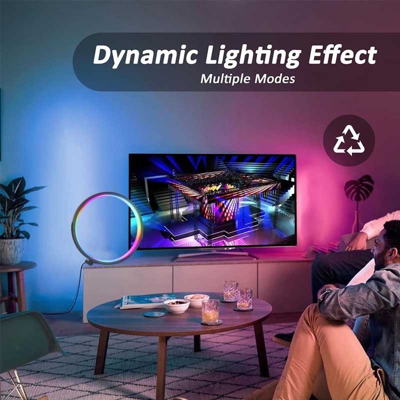 Настільна LED лампа RGB Intelligent circular atmosphere light Bluetooth USB with app Black 4