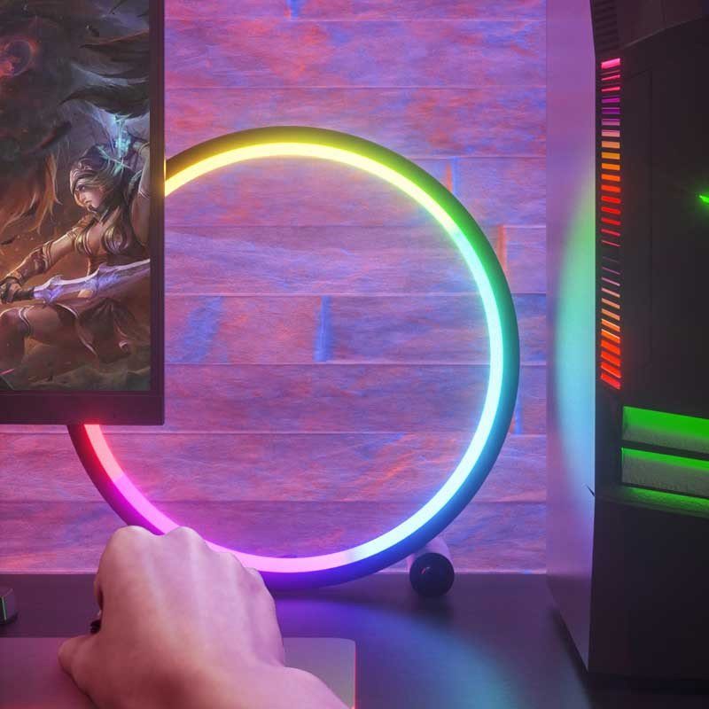 Настільна LED лампа RGB Intelligent circular atmosphere light Bluetooth USB with app Black 5