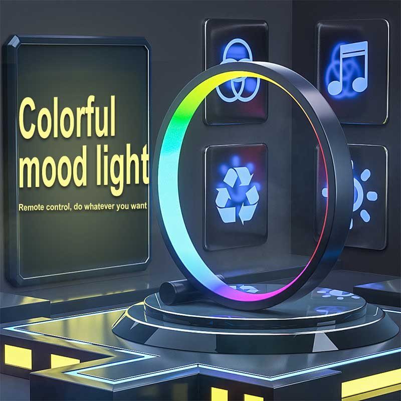 Настільна LED лампа RGB Intelligent circular atmosphere light Bluetooth USB with app Black 2