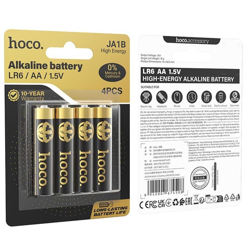 Батарейки Hoco JA1B AA (LR6) Alkaline 4 pcs Black 2
