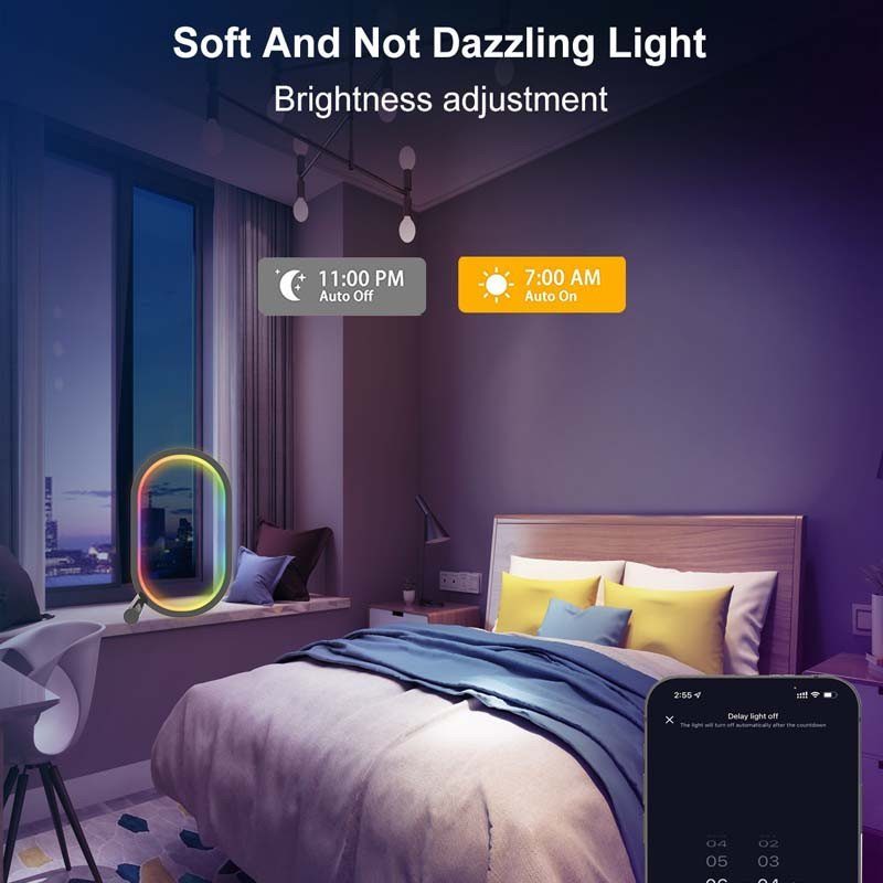 Настільна LED лампа RGB Smart desk oval lamp Bluetooth USB with app Black 3