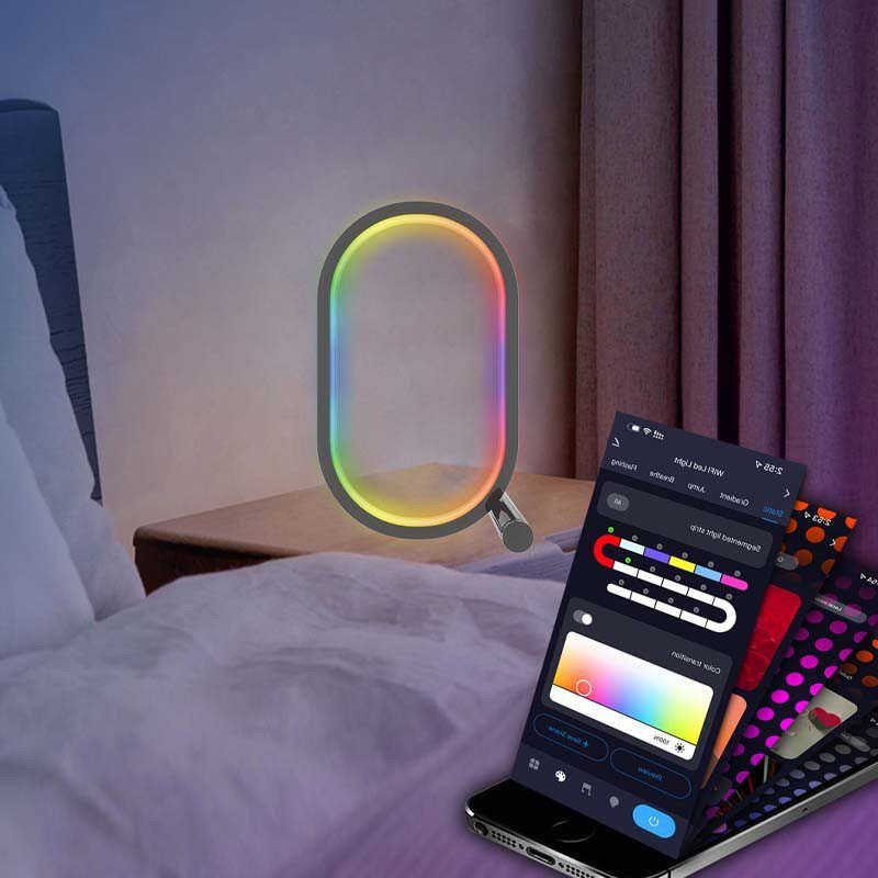 Настільна LED лампа RGB Smart desk oval lamp Bluetooth USB with app Black 2