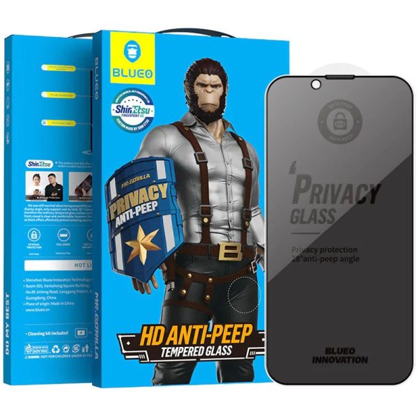 Захисне 2.5D скло Blueo Full Cover Anti-Peep для Apple iPhone 15 / 16 (6.1") Чорний