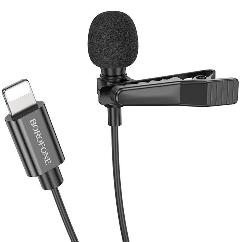 Мікрофон петличний Borofone BFK11 Elegant lavalier Lightning (2m) Black 2