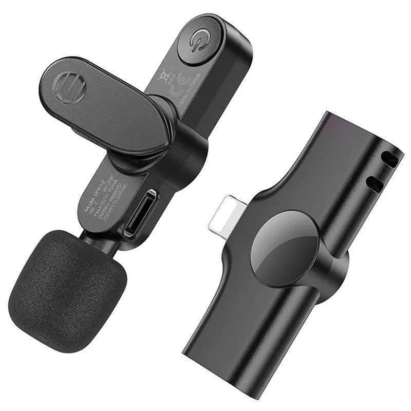 Петличний бездротовий мікрофон Borofone BFK12 Trophy lavalier Lightning Black 4