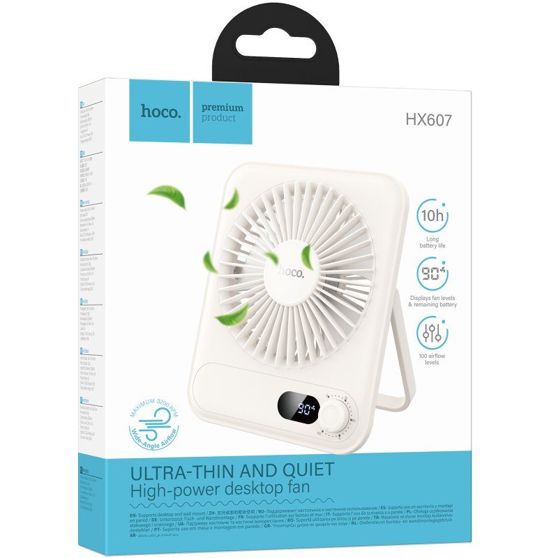 Портативний вентилятор Hoco HX607 handheld folding fan 2000 mAh White 3