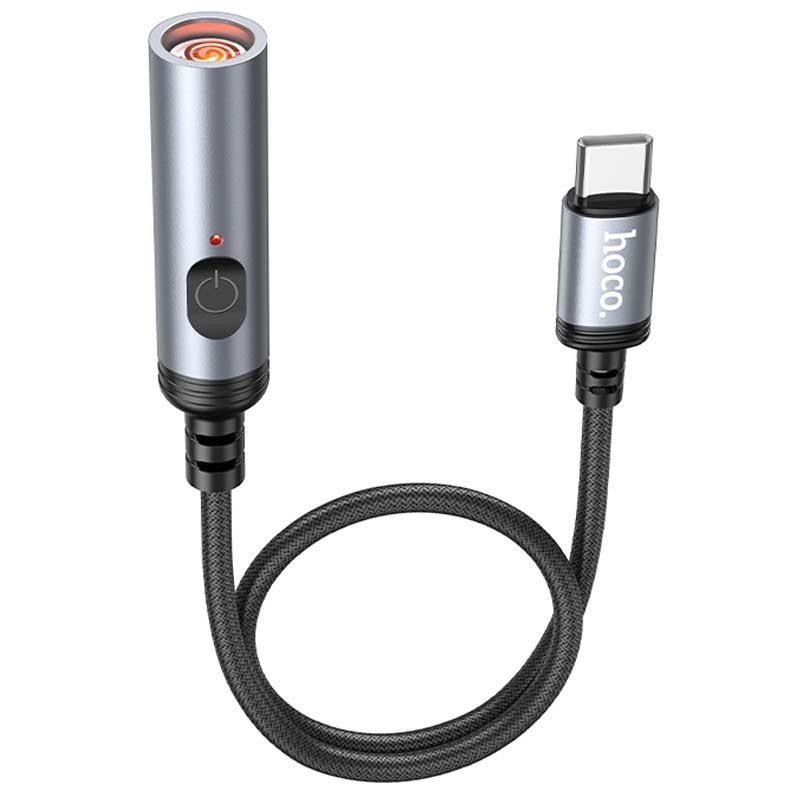 Портативний прикурювач запальничка Hoco UA30 Type-C Black