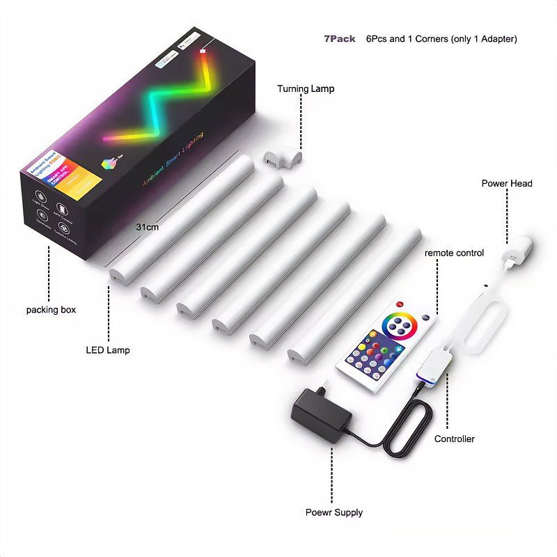 Настінний світильник Lines SAL-013B Bluetooth USB interface with app (6+1 pcs) White 2