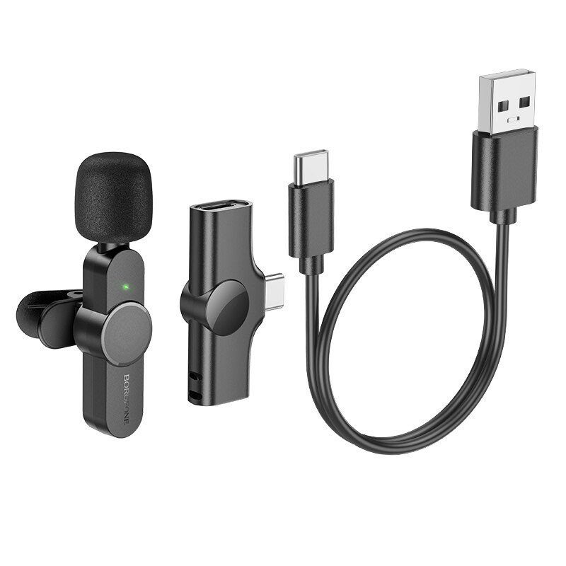 Петличний бездротовий мікрофон Borofone BFK12 Trophy lavalier Type-C Black 3