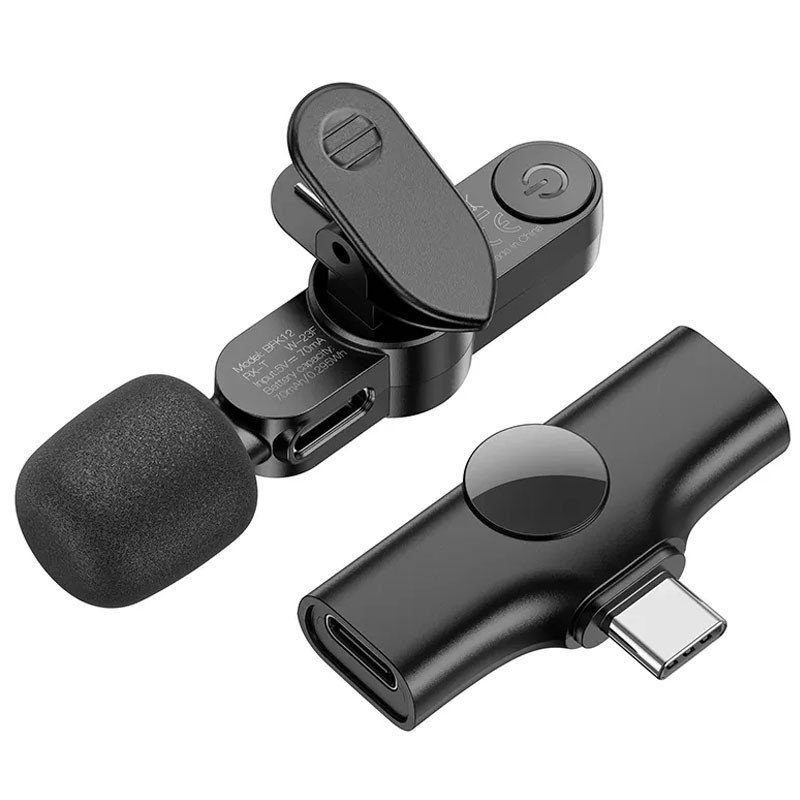 Петличний бездротовий мікрофон Borofone BFK12 Trophy lavalier Type-C Black 2