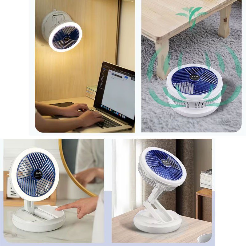 Настільний складаний вентилятор Folding Fan 2in1 with Night Light White 6