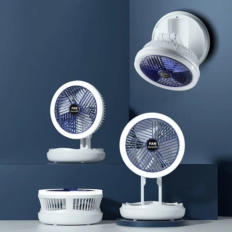 Настільний складаний вентилятор Folding Fan 2in1 with Night Light White 4