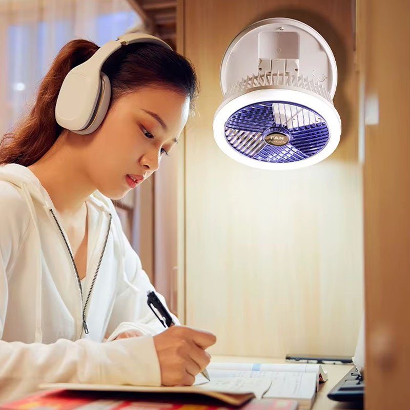 Настільний складаний вентилятор Folding Fan 2in1 with Night Light White 7
