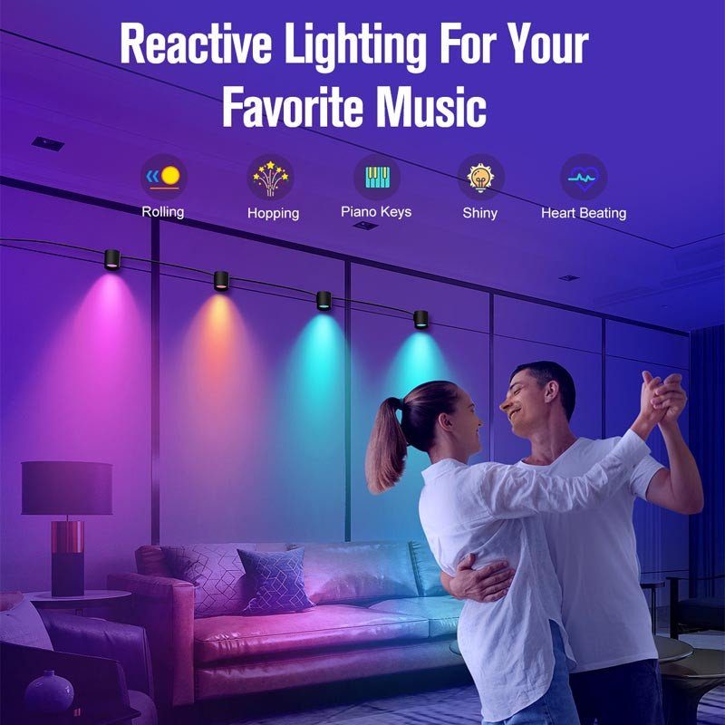 Настінна LED лампа RGB Intelligent wall lamp 6 pcs with Bluetooth European plug with app Black 2