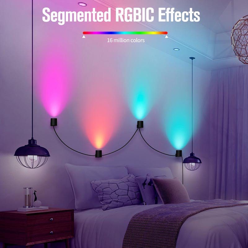 Настінна LED лампа RGB Intelligent wall lamp 6 pcs with Bluetooth European plug with app Black 5