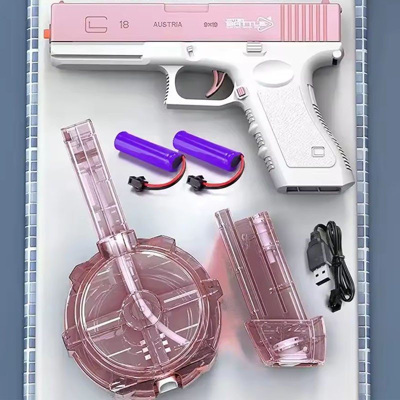 Водяний акумуляторний пістолет Glock Water Gun (250ml) with lithium battery Pink 7