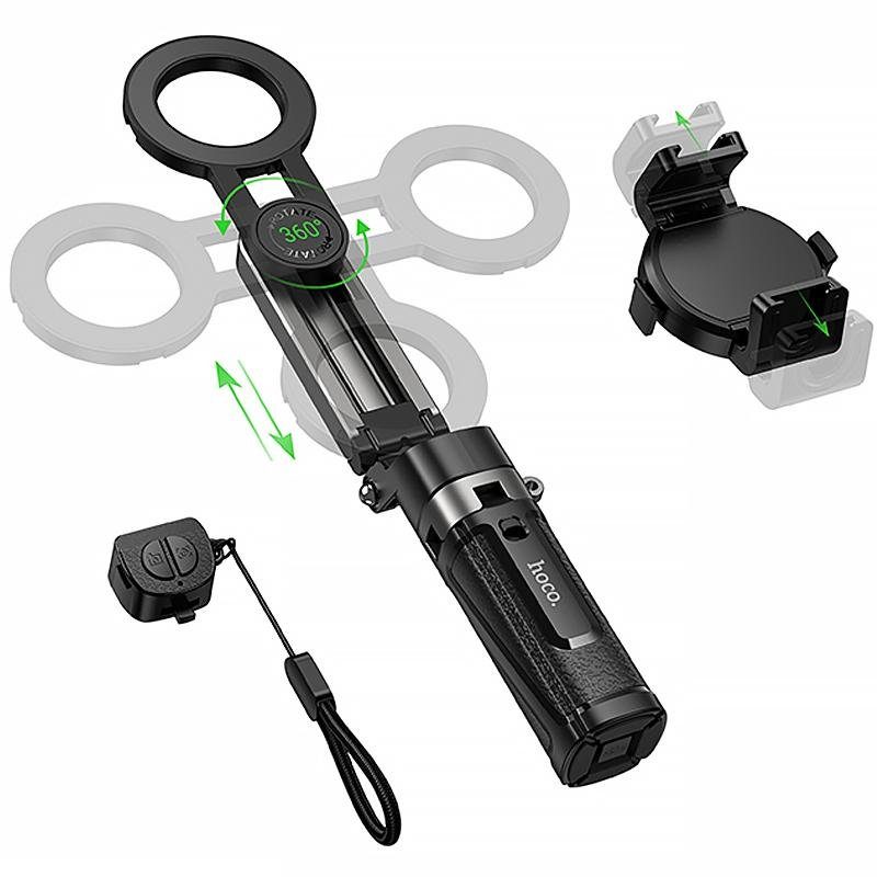 Монопод для селфі Hoco K27 Pro magnetic трипод + знімний BT пульт Black 4