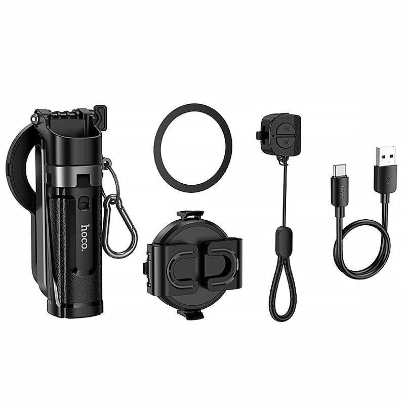 Монопод для селфі Hoco K27 Pro magnetic трипод + знімний BT пульт Black 5