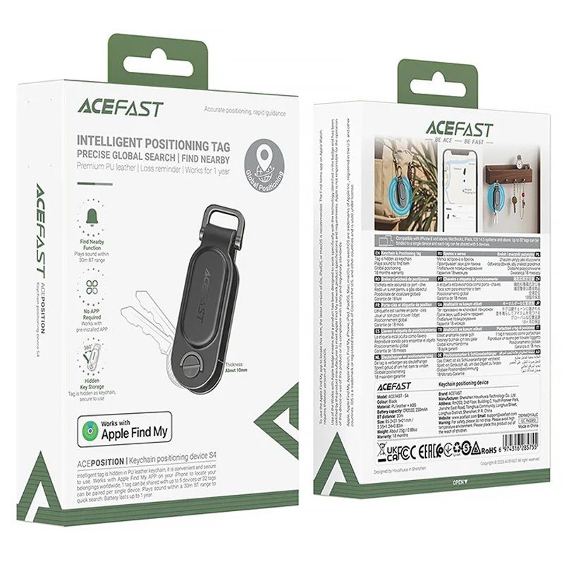 Трекер Acefast S4 Keychain Tag 230 mAh Black 4