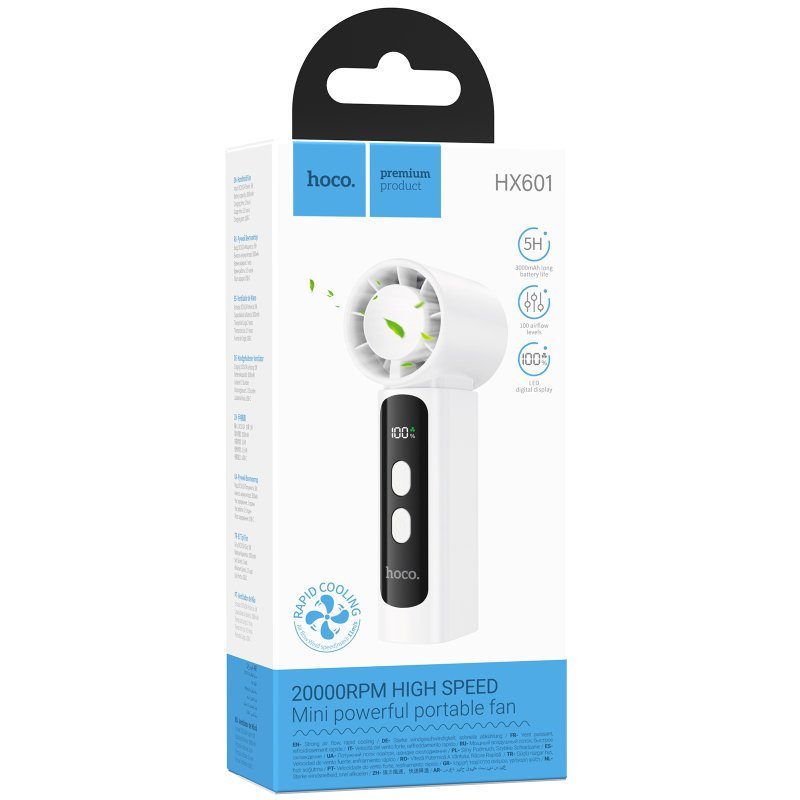 Портативний вентилятор Hoco HX601 handheld folding fan 3000 mAh White 2