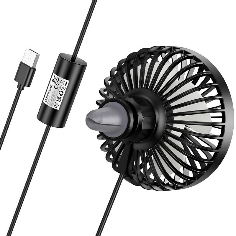Вентилятор автомобільний Borofone DBF11 three speed (USB-A) Black 3