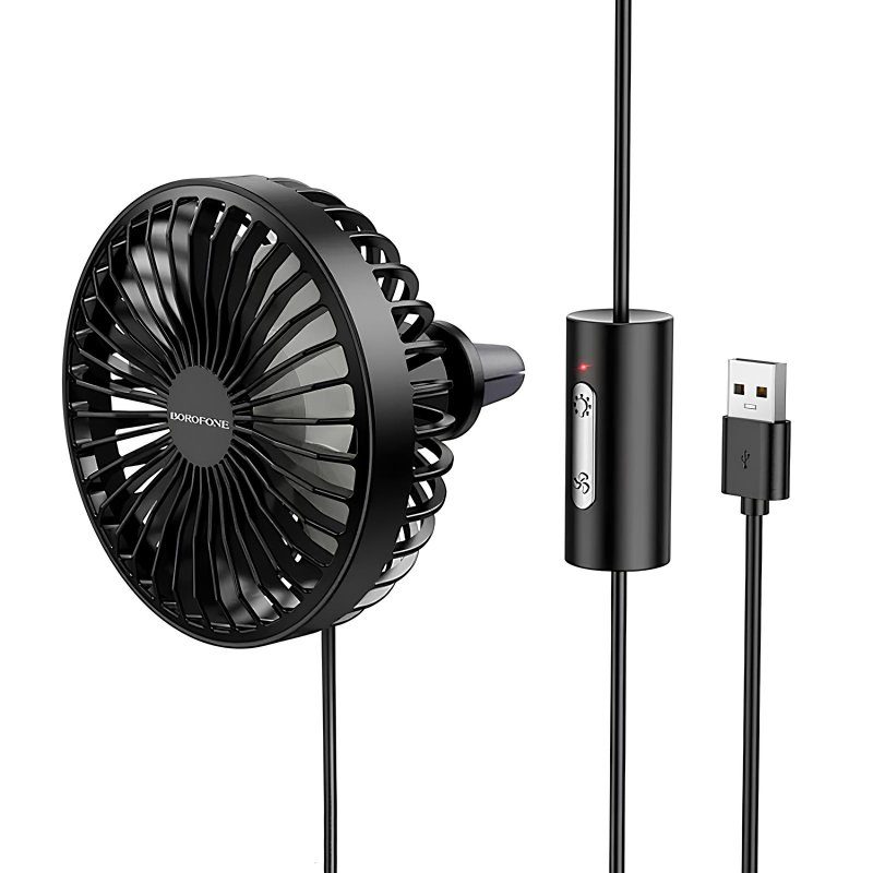 Вентилятор автомобільний Borofone DBF11 three speed (USB-A) Black 2