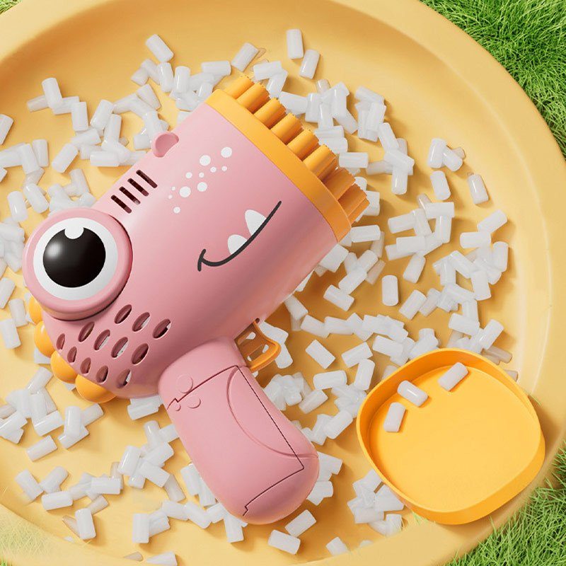 Пістолет для мильних бульбашок Dinosaur Bubble Gun з насадкою на 40 отворів 50ml Pink 4