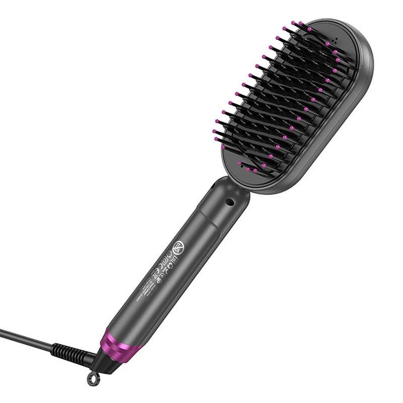 Гребінець-випрямляч Hoco HP44 Electric straightening hair comb with digital display Rose Red 3