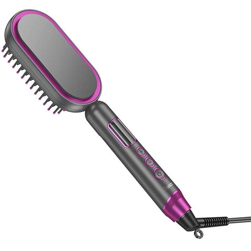 Гребінець-випрямляч Hoco HP44 Electric straightening hair comb with digital display Rose Red 2