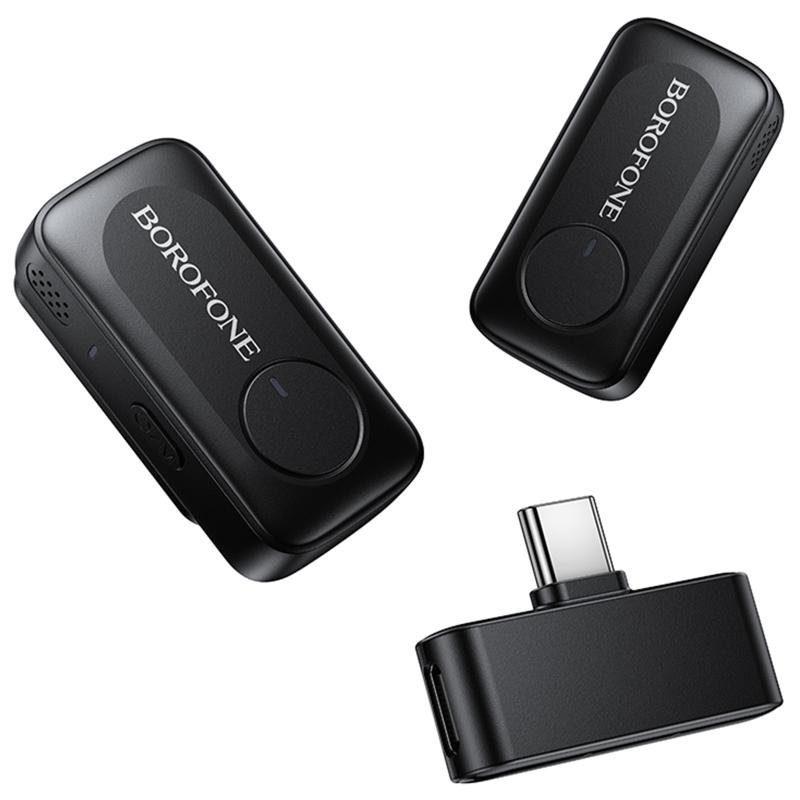 Петличний бездротовий мікрофон Borofone BFK17 Lemai dual-mic Type-C Black 5