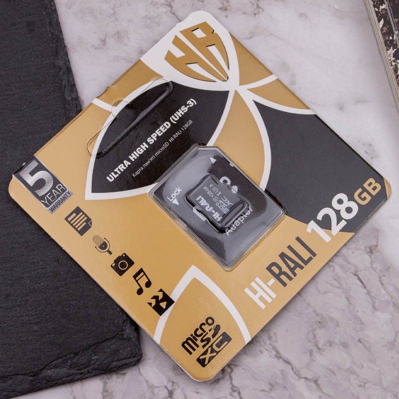 Карта пам'яті Hi-Rali (UHS-3) microSDXC Class 10 - 128GB (з адаптером) Чорний 3