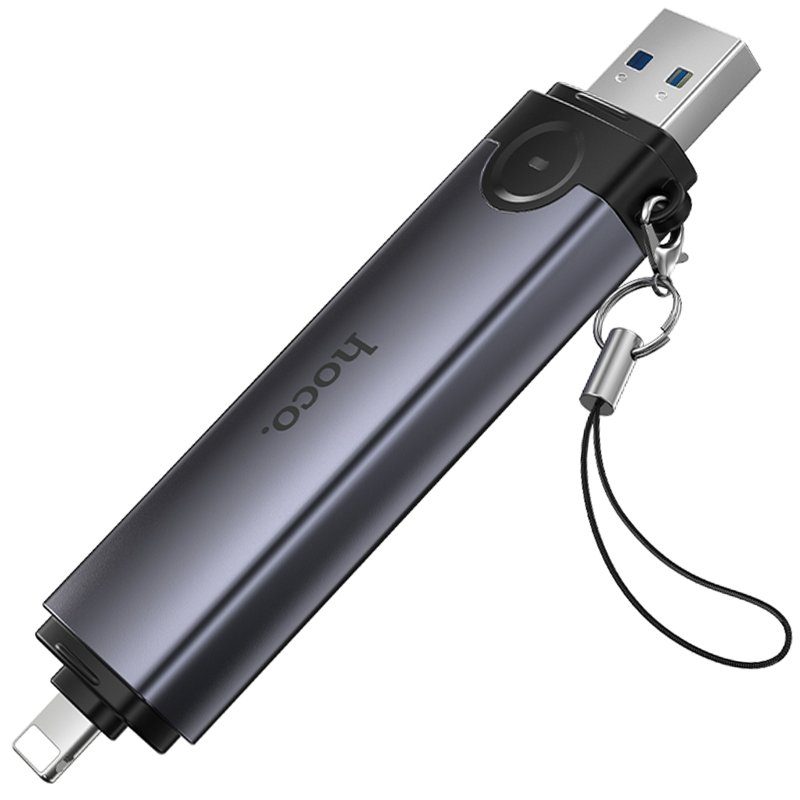 Картридер Hoco HB56A Victory 5in1 Lightning/USB2.0 to SD/TF3.0 + USB 2.0 Metal gray 6