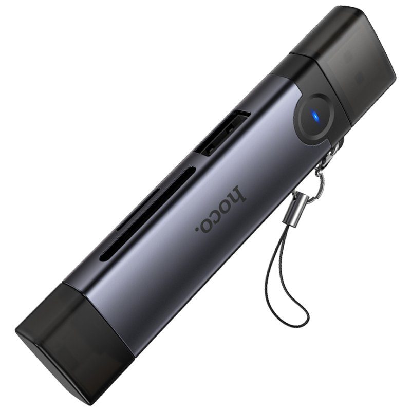Картридер Hoco HB56A Victory 5in1 Lightning/USB2.0 to SD/TF3.0 + USB 2.0 Metal gray 4