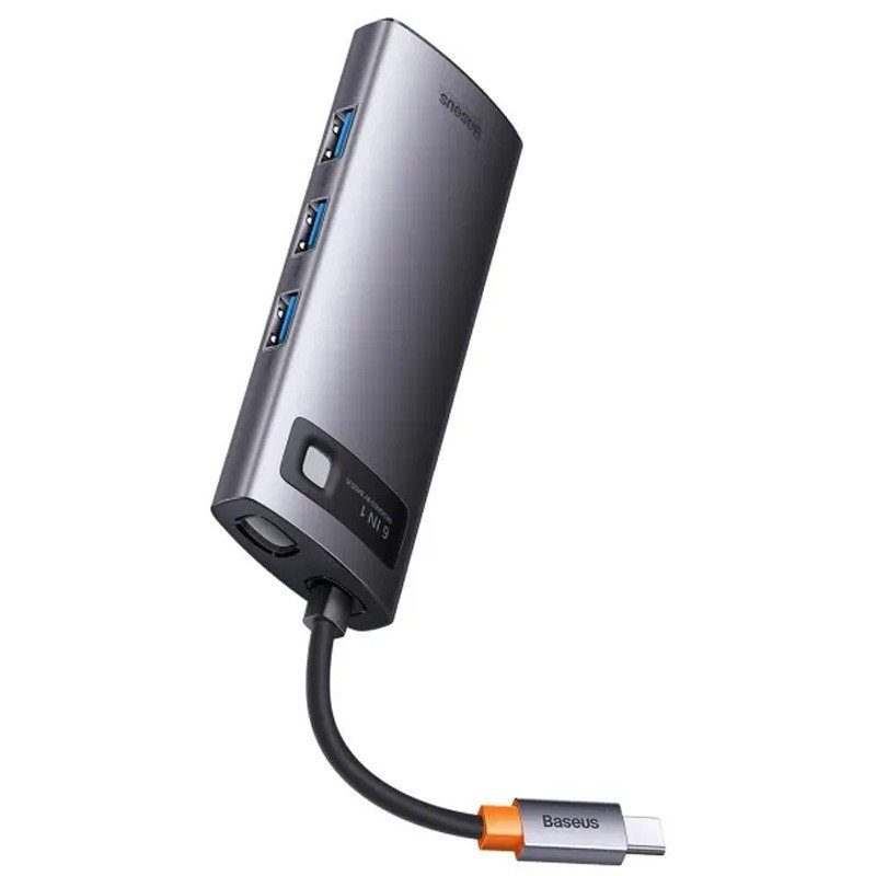 Перехідник HUB Baseus Metal Gleam Series 6-in-1 Multifunctional Type-C (WKWG080013) Gray 4