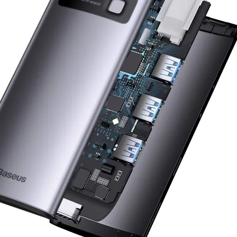 Перехідник HUB Baseus Metal Gleam Series 6-in-1 Multifunctional Type-C (WKWG080013) Gray 5