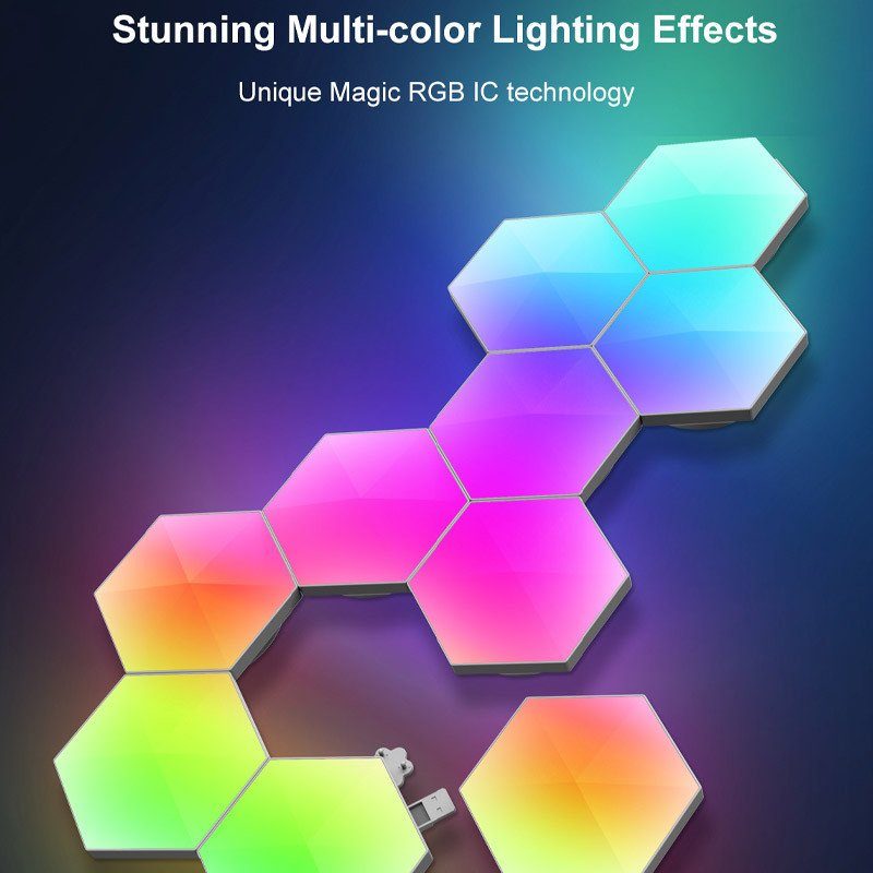 Модульний настінний світильник LED RGB 5V стільники SAL-011B 6pcs Bluetooth USB with app White 2