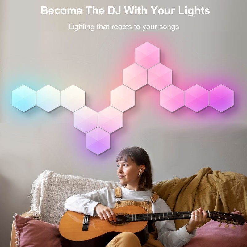 Модульний настінний світильник LED RGB 5V стільники SAL-011B 6pcs Bluetooth USB with app White 5