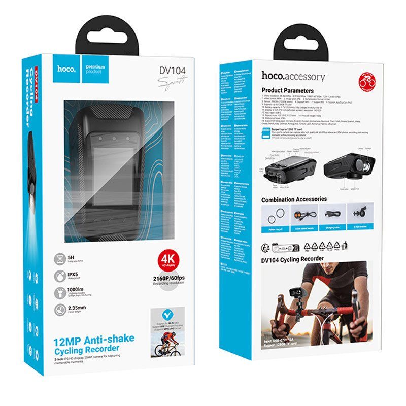 Відеореєстратор Hoco DV104 2-inch display for bike (4K) Black 2